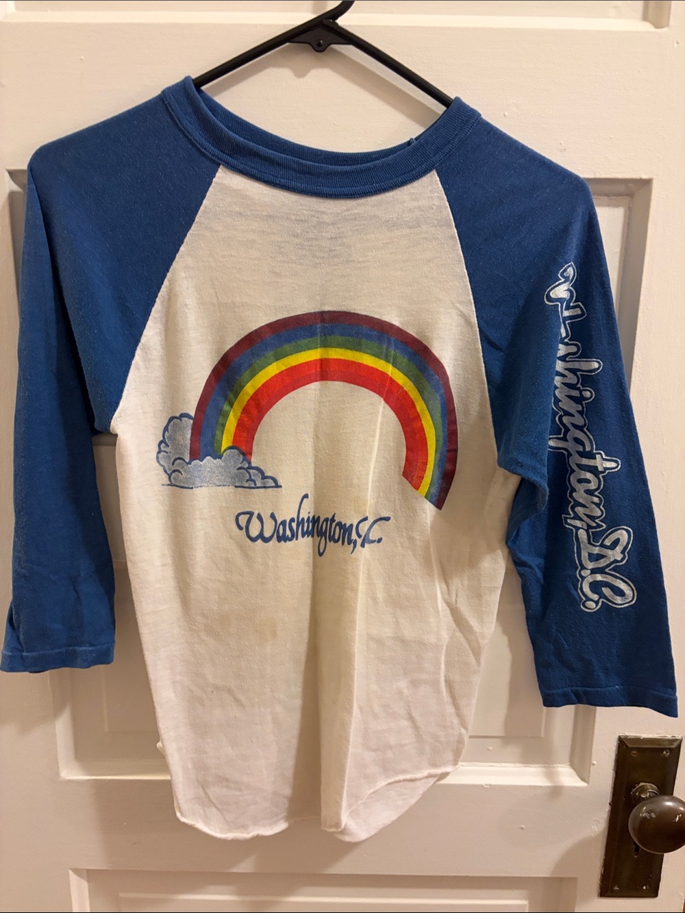 VINTAGE paper-thin Raglan Tee with Rainbow Graphic - Washington, D.C.